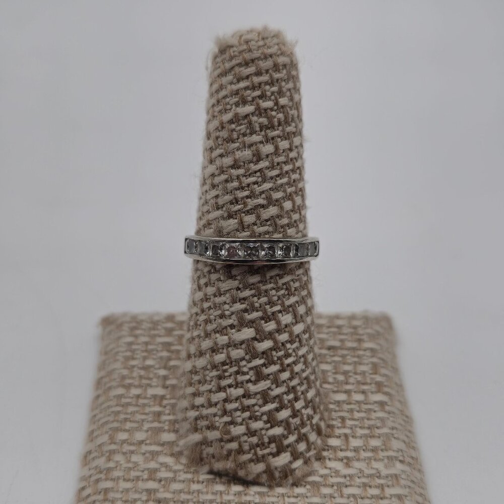 Size 7 Sterling Silver Square Channel Gemstones Ring A3839